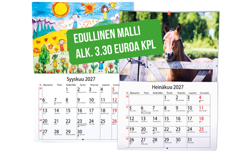 A4 Vihkomallinen seinäkalenteri, avattuna A3